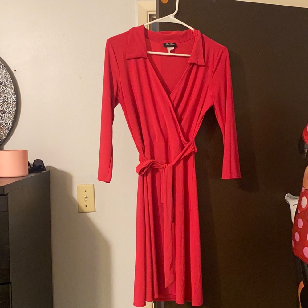 Long sleeve hot pink dress